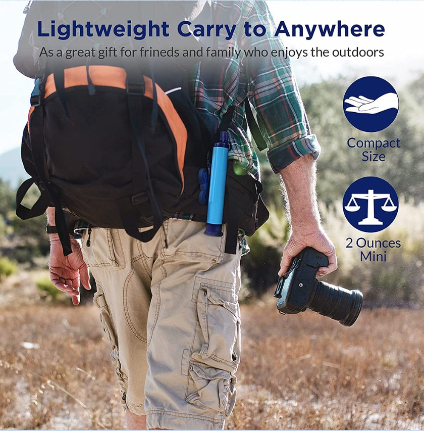 Portable Water Filter Straw for Camping, Hiking & Emergency Use