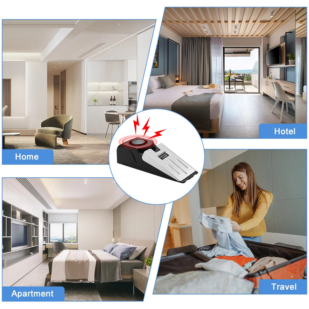 120dB Door Stop Alarm – Travel Safety for Solo & Female Travelers