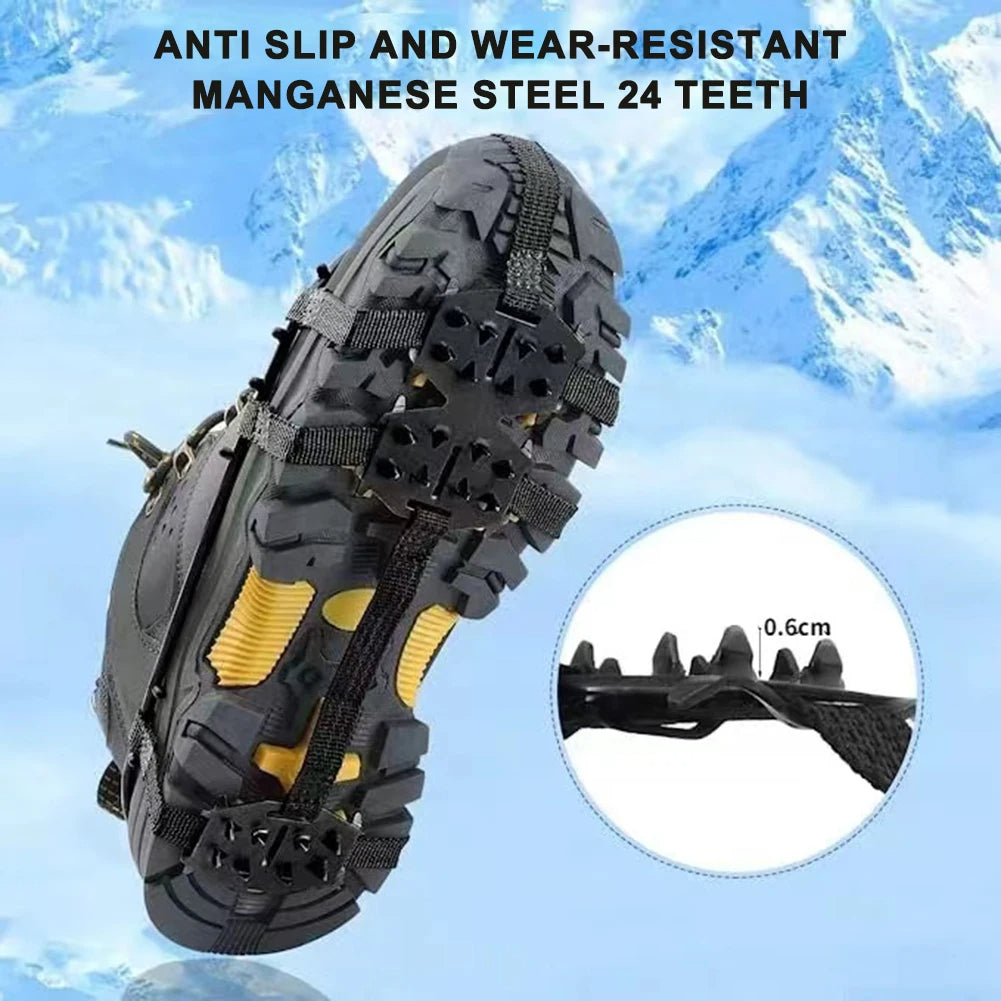 Non-Slip Crampons | 24-Tooth Cleats for Ice, Mud & Trail Hiking