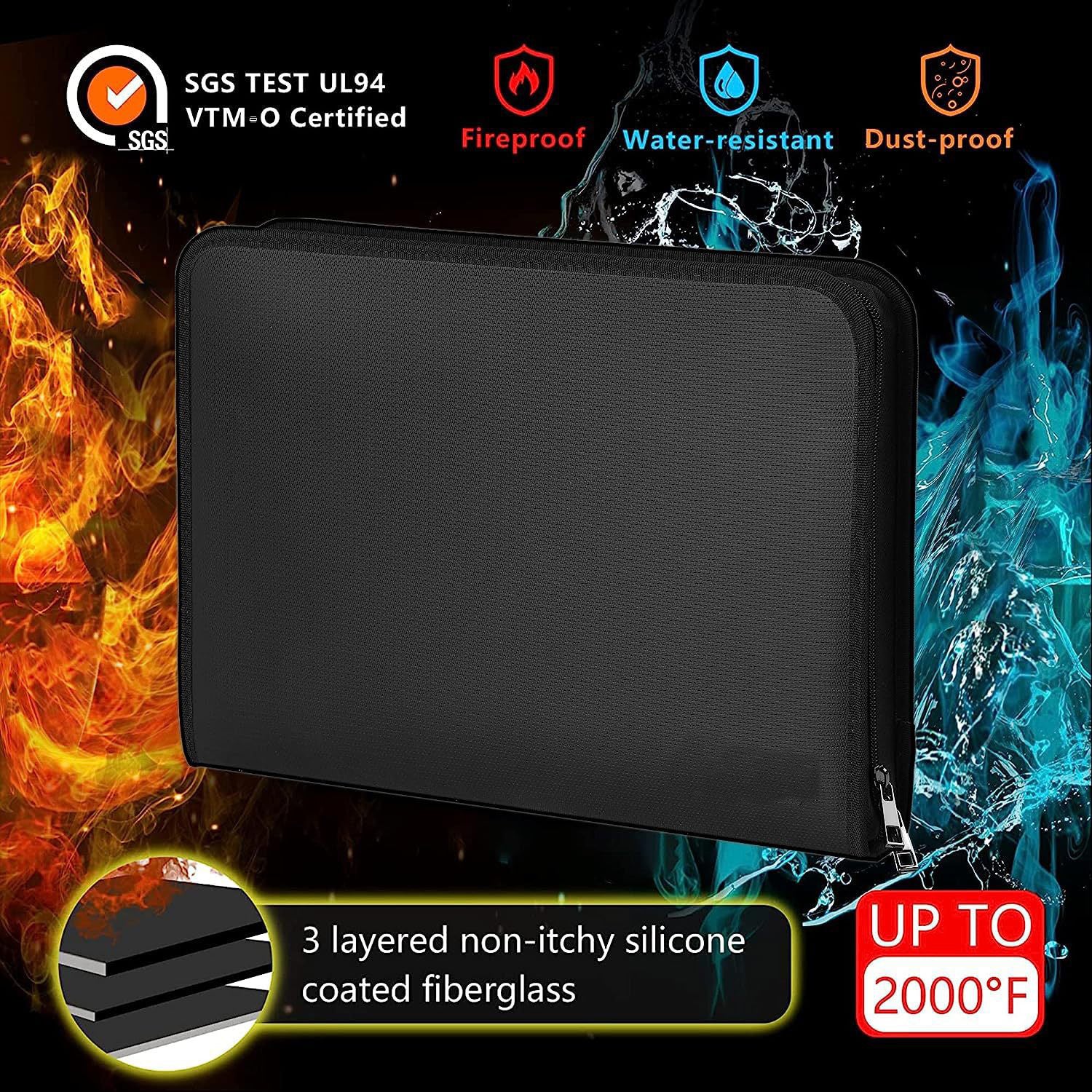 2000°F Fireproof Waterproof Document Bag – Protect Vital Records in Disasters