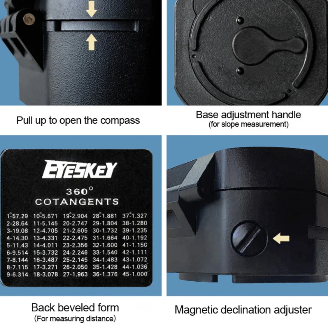 サバイバル、スロープ、ナビゲーションのためのミリタリーポケットトランジットコンパス
