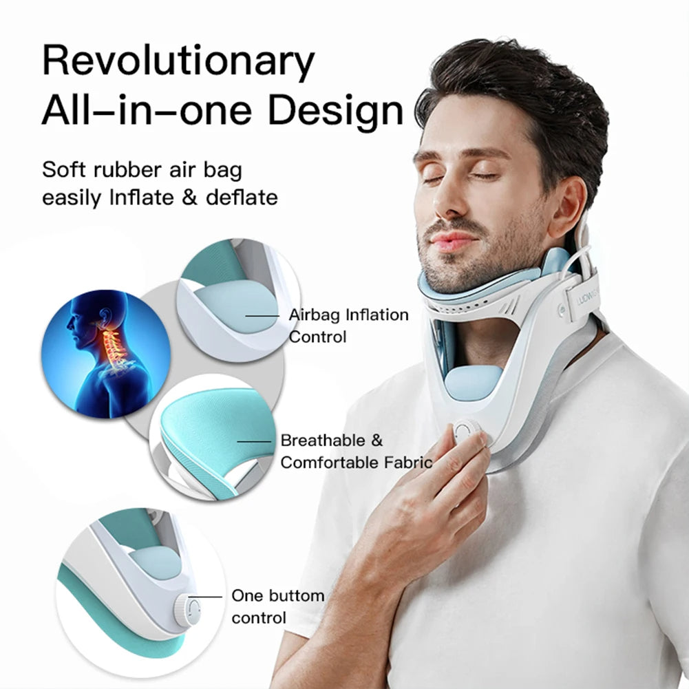 Cervical Neck Brace with Air Traction Support for Pain Relief & Alignment