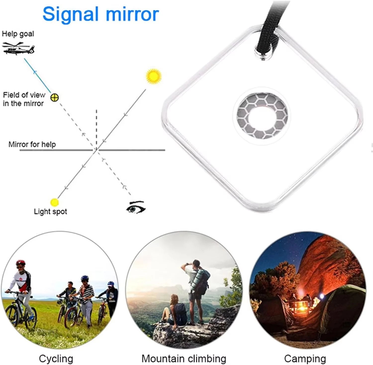 Lifesaving Daylight SOS Reflective Mirror for Long-Distance Signal