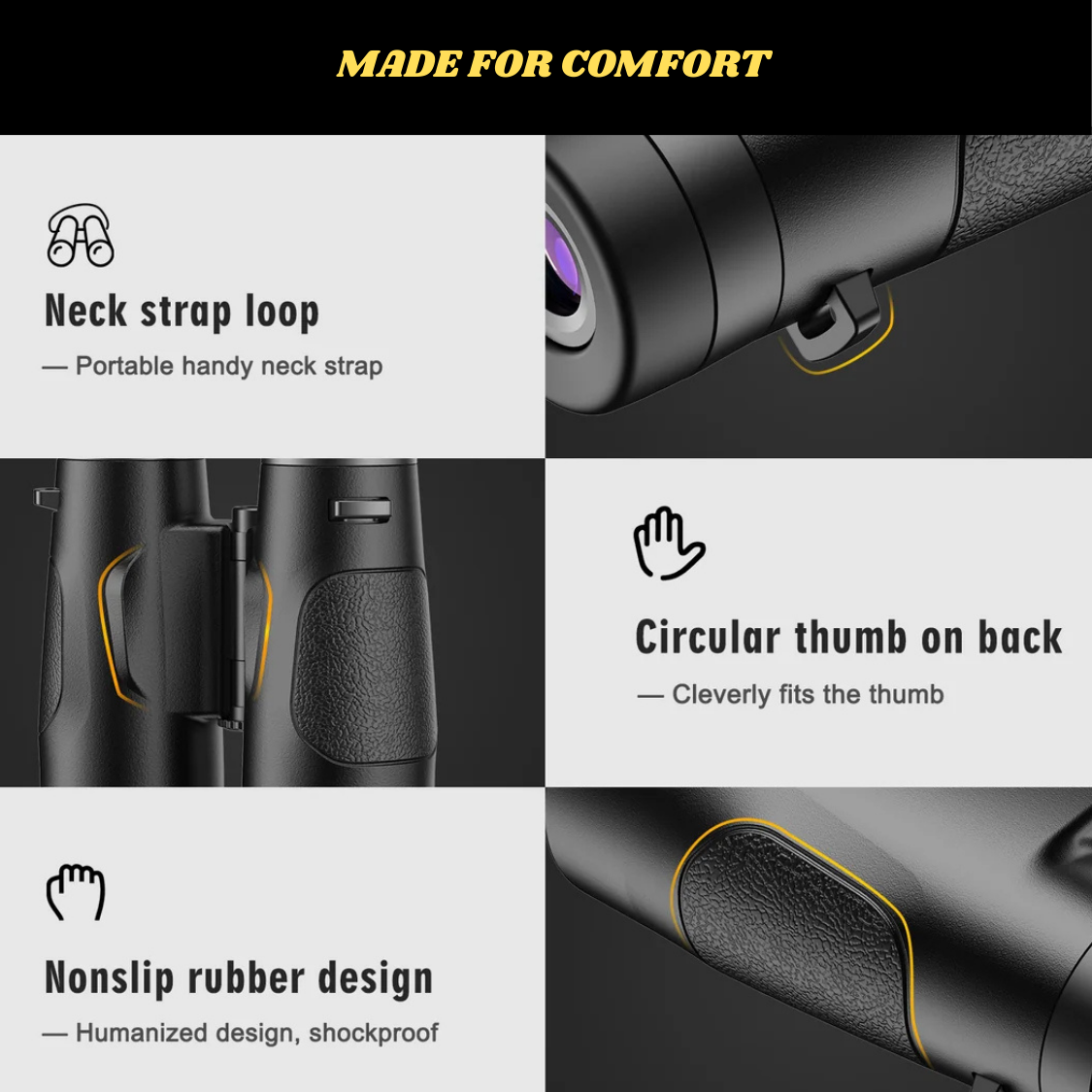 広視野角10x42オートフォーカス双眼鏡 – 子供から大人まで、メガネ着用でも使用可能