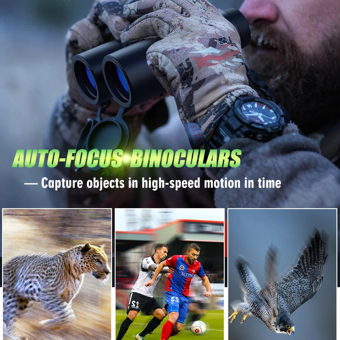 Wide FOV 10x42 Autofocus Binoculars – Kids & Adults, Glasses-Friendly