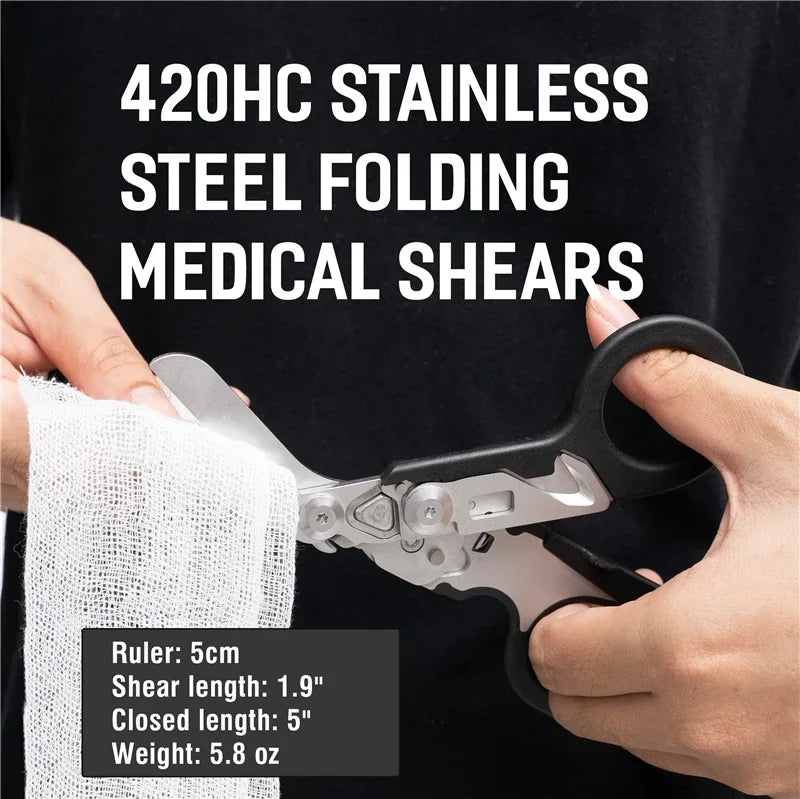 多機能タクティカル折りたたみハサミ - 応急処置サバイバルツール