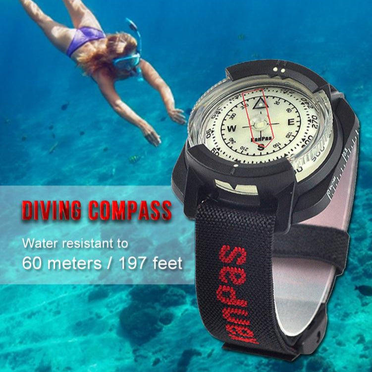 Waterproof Wrist Compass – Luminous Sighting Tool, 60m Depth
