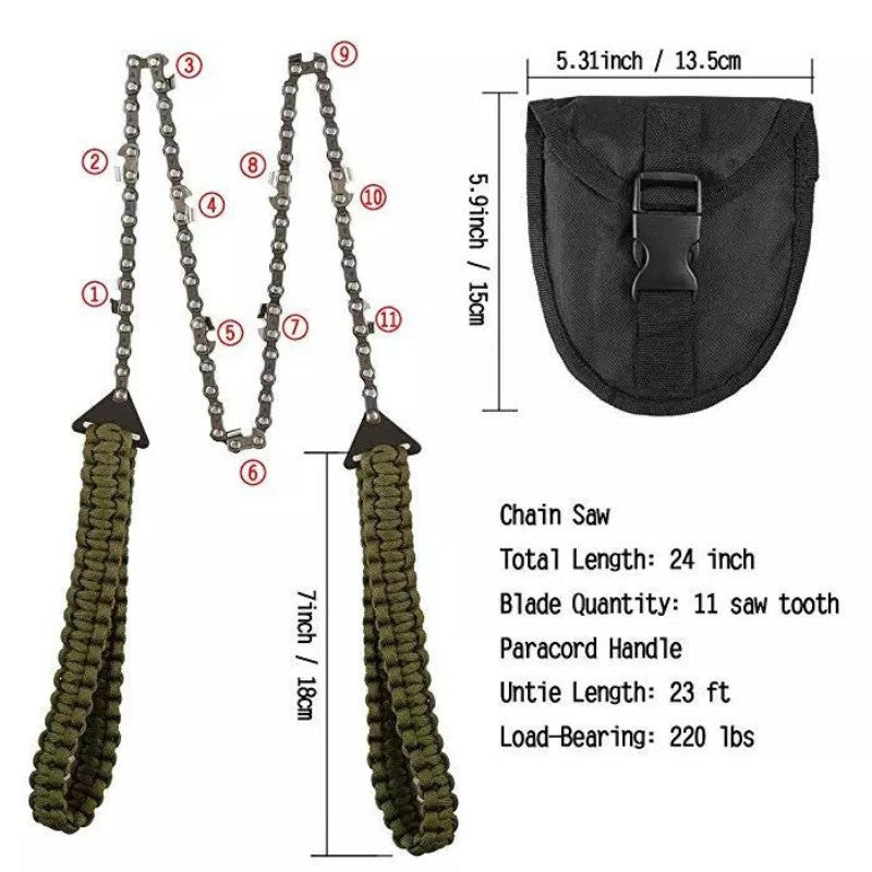 5oz Pocket Chainsaw with Rope Handle & Belt Pouch – Survival Tool