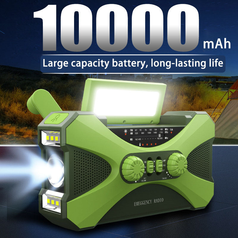 手回し、ソーラー、パワーバンク、SOS機能付き3-in-1緊急ラジオ